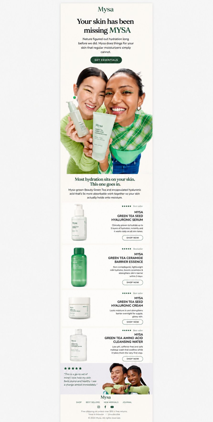 Mysa Skincare, Product Line Email, Email Newsletter Design by Adeagbo David Victor
